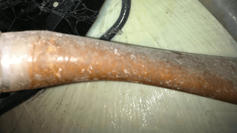 pinched water softener drain line
