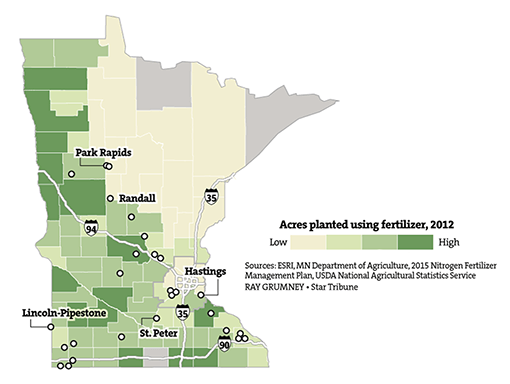 nitrate in mn map