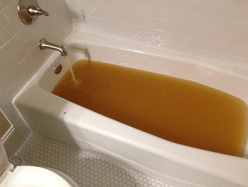 rusty well water in bathtub