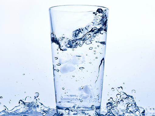 glass of purified drinking water